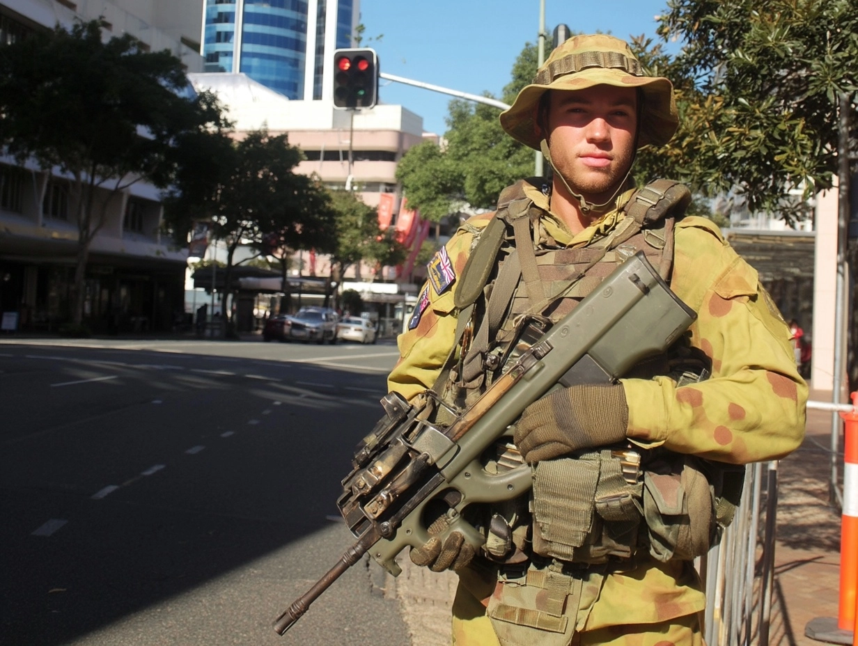 2000s realistic amateur image, a handsome australian soldier with full combat uniform australianarmy