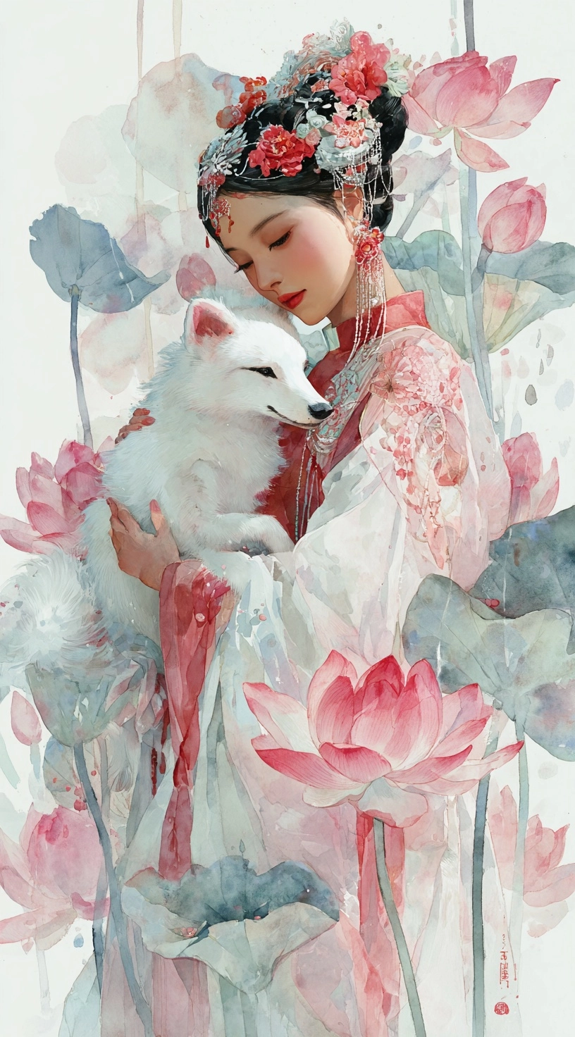 A beautiful young woman in an ancient chinese costume