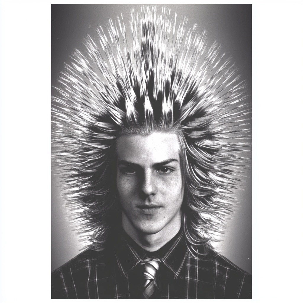 Insanely feathered hair, 1980 high school photo vintage