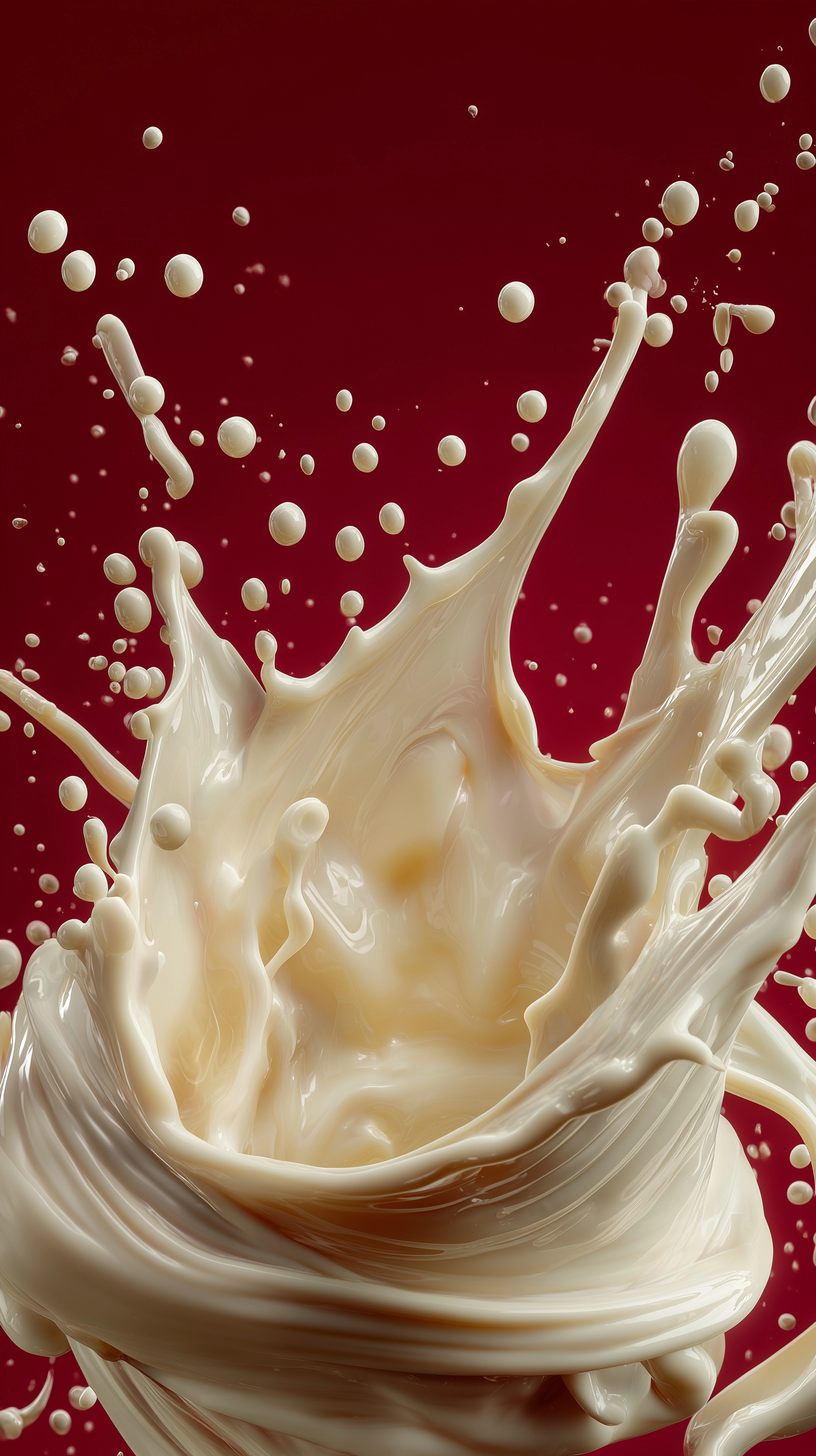High-end food advertising photography, creamy white chocolate splash frozen mid-air