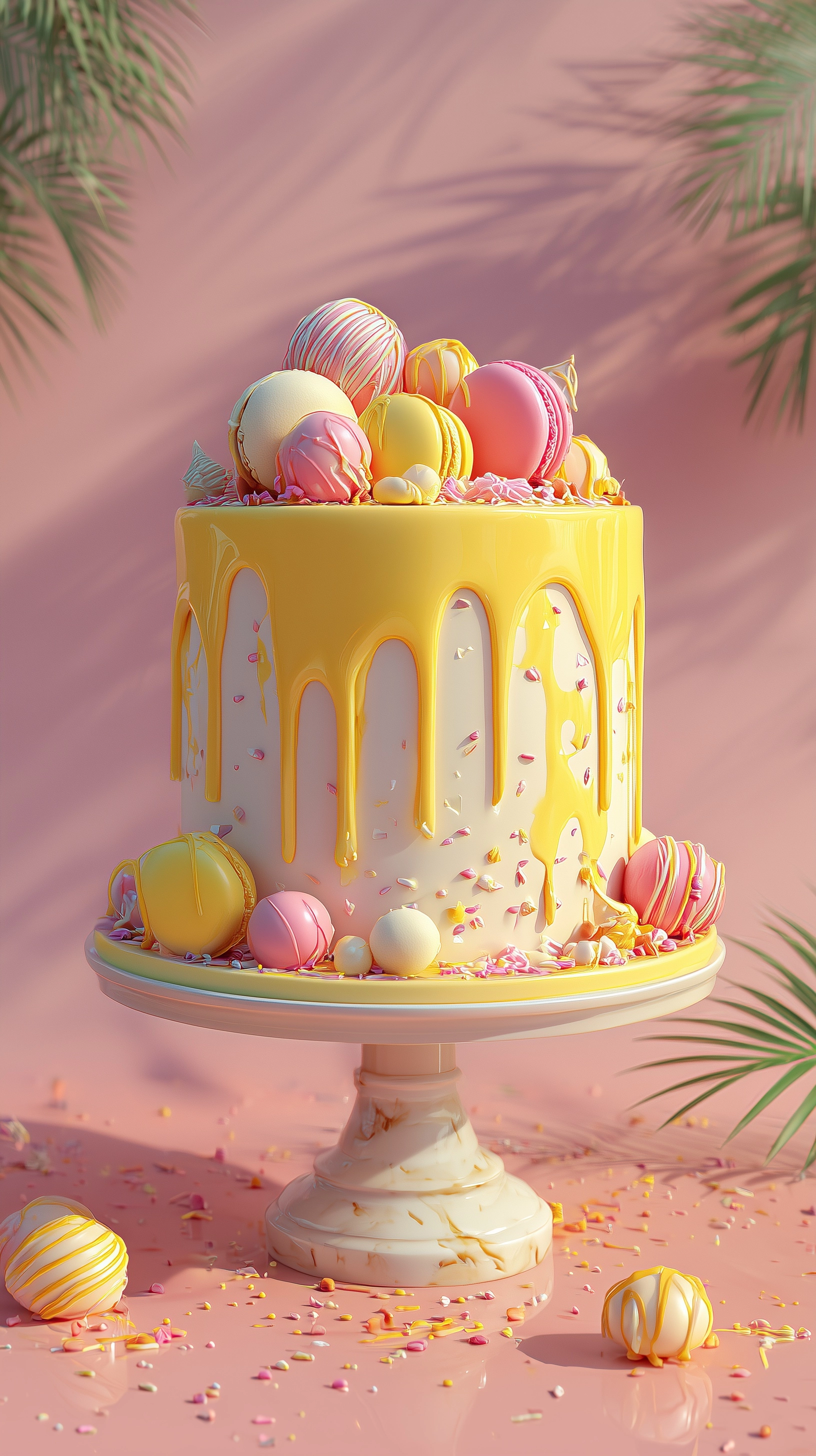 A flyer for a drip cake workshop, photorealistic, happy colors.