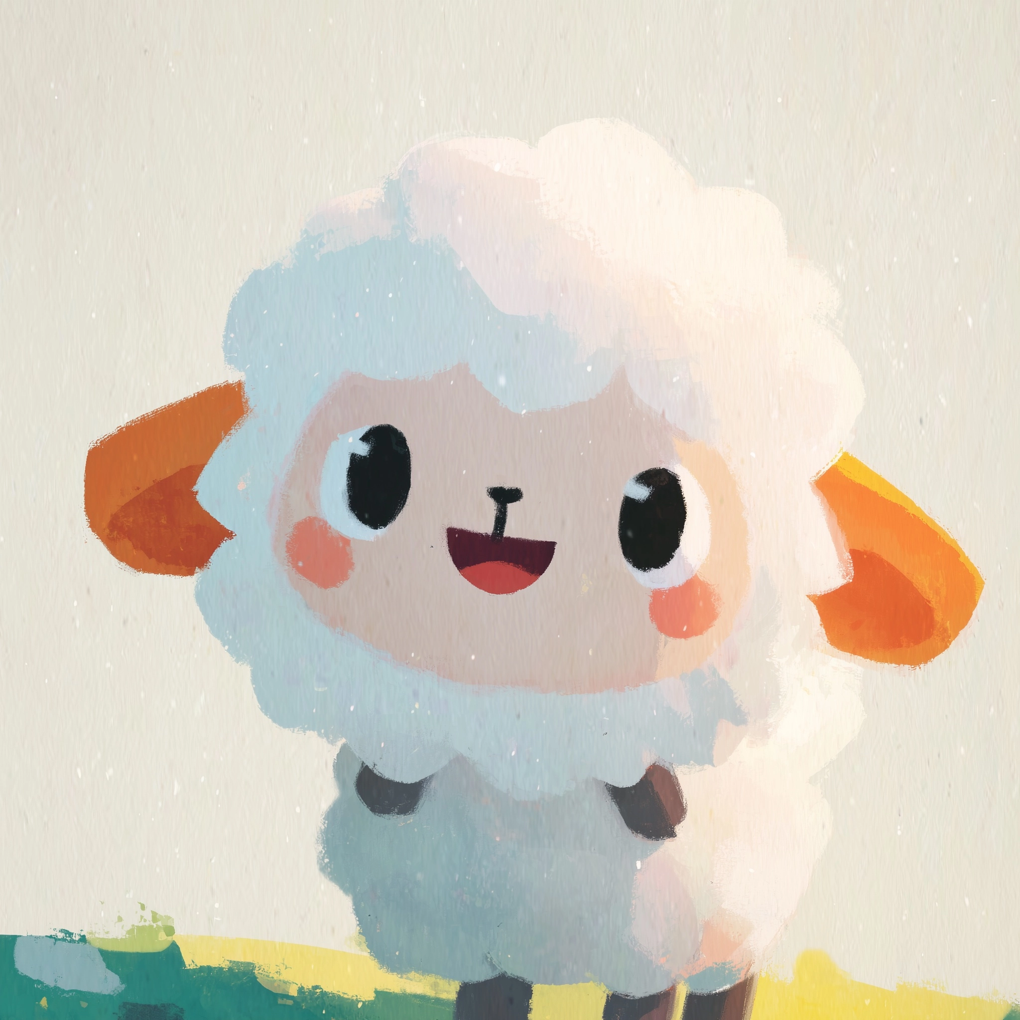 A little lamb baby with a head to body ratio of 1:1, big shiny eyes