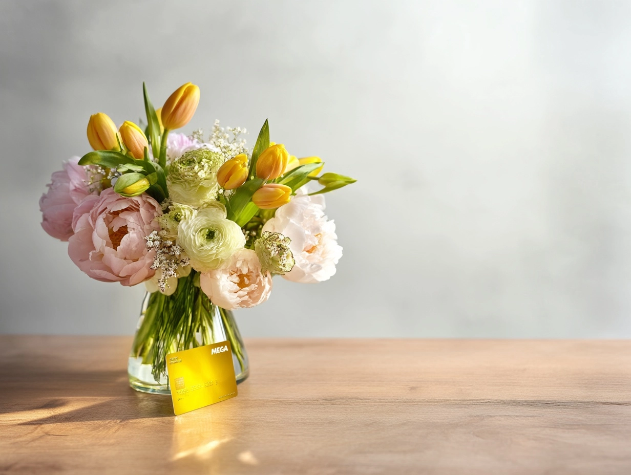 Low angle shot from desk level, minimalist still life with festive spring mood