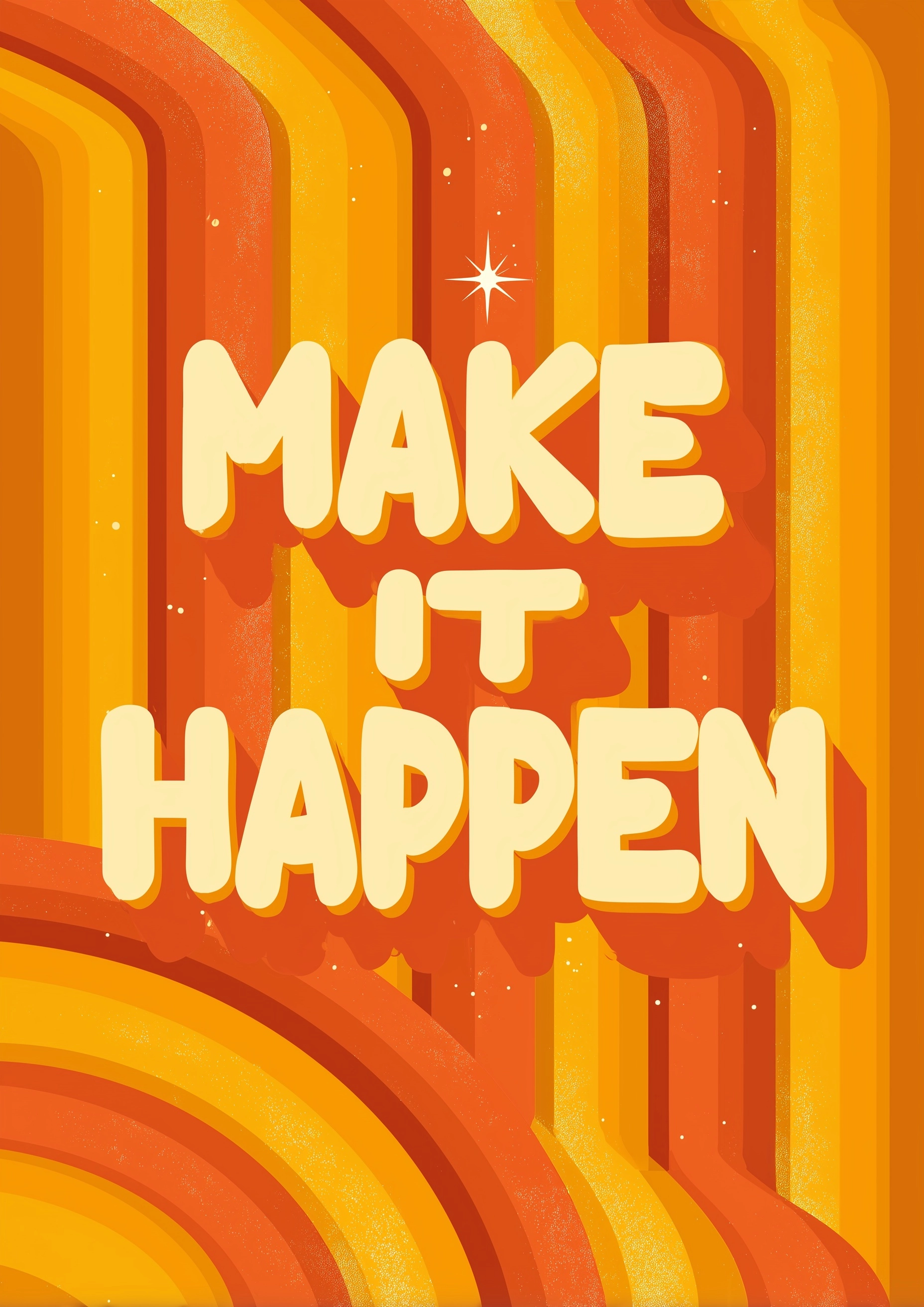 Retro 70s style vector typography poster, wavy and bold bubble letters