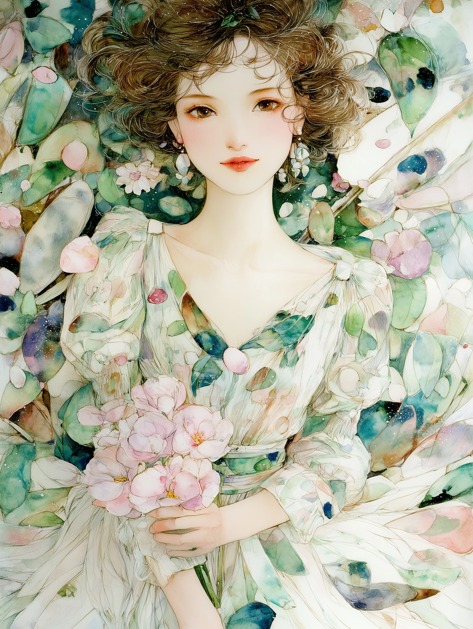 Flower parade in a beautiful town, many flower petals falling in the air