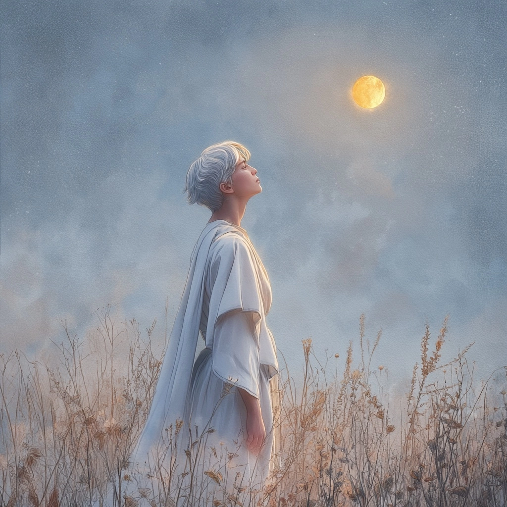 A poetic watercolor storybook illustration, soft painted style NOT realistic