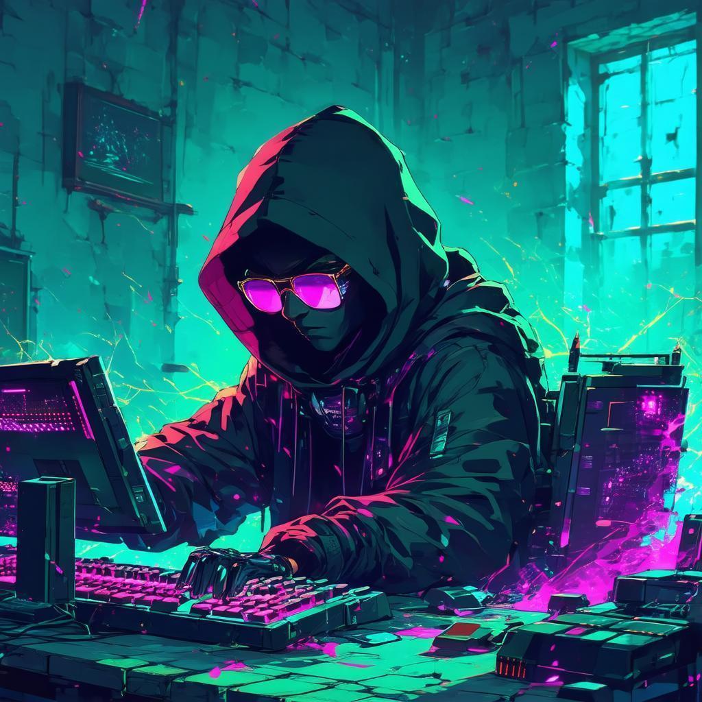 Cel Shaded Hacker in a Shadowy Home