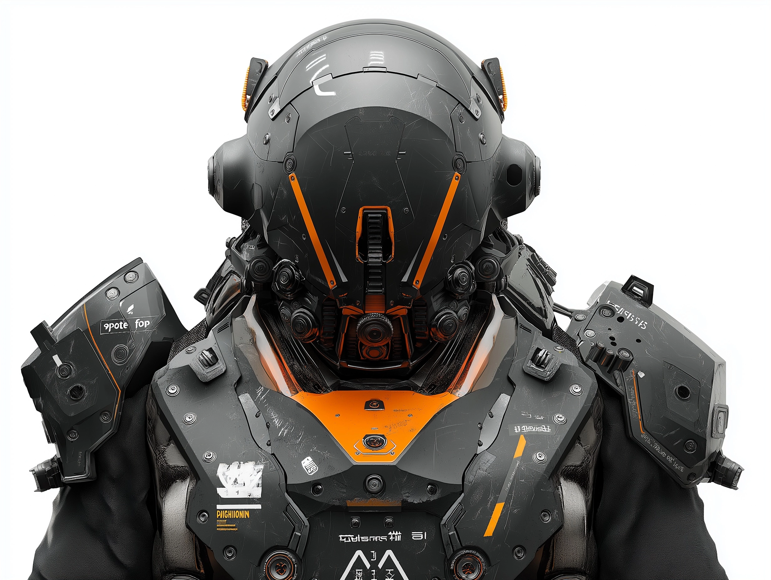Neo Tokyo style Explosive-reinforced plating, Dome-shaped helmet,hard surface, military robot