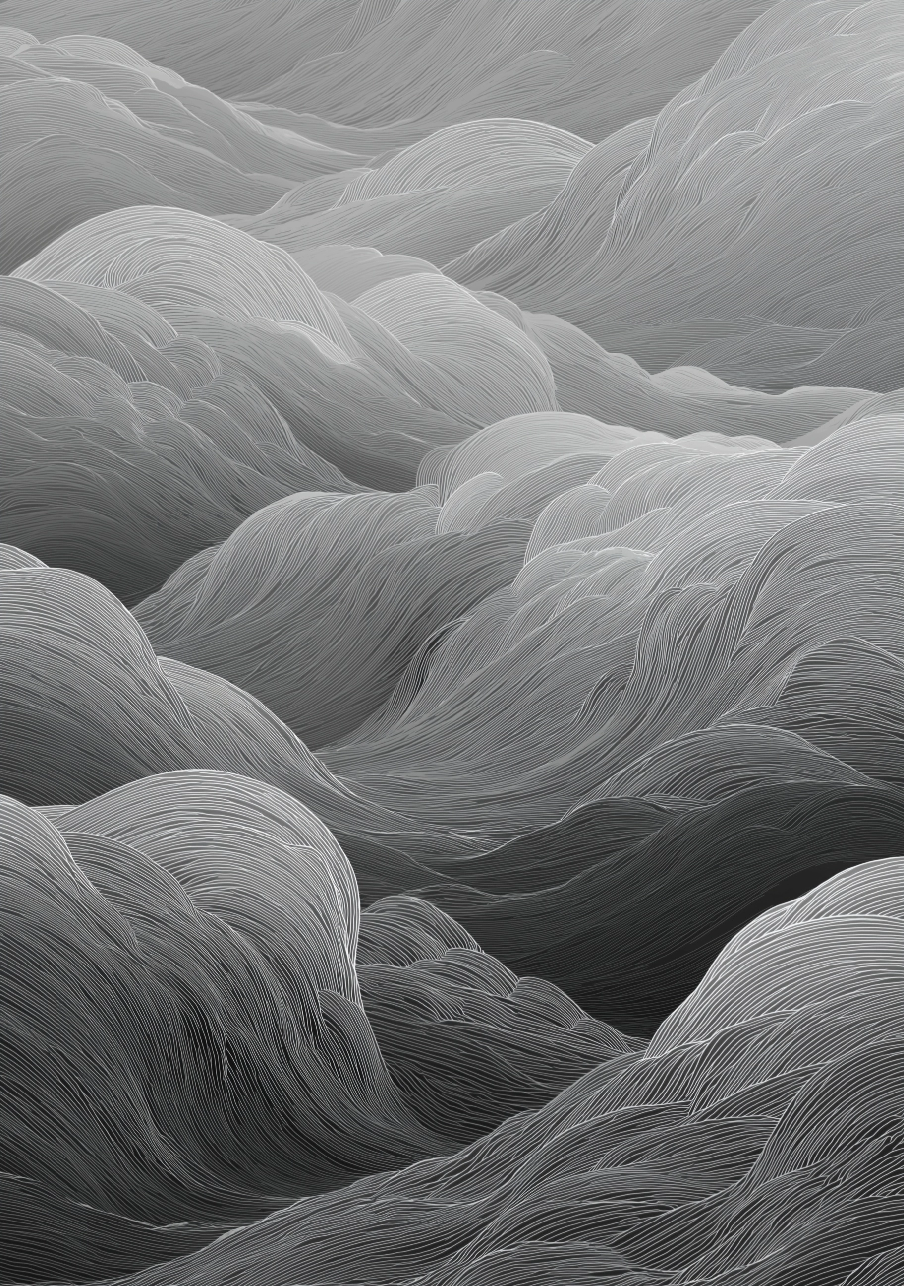Repeating wave patterns with subtle variation, monochrome palette, meditative design