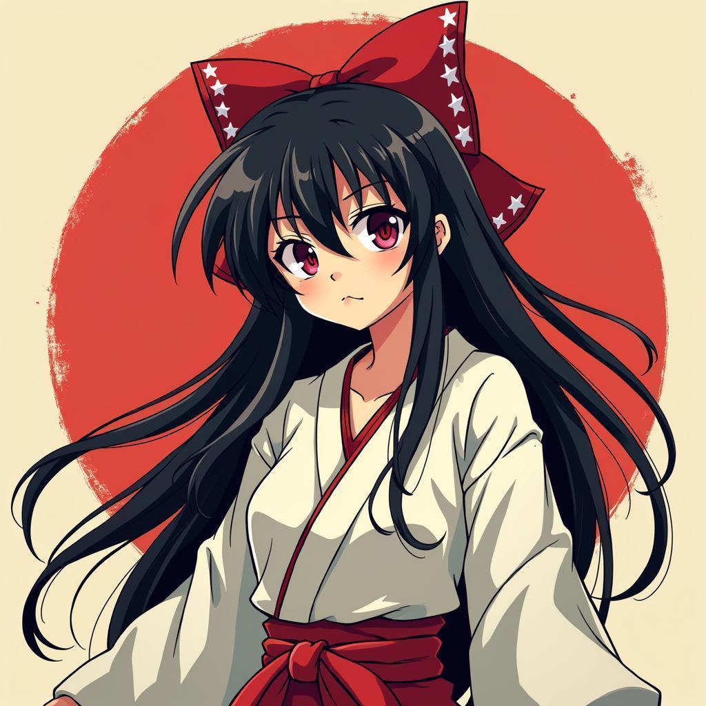 Hakurei Reimu in Crisp Vector Poster Style