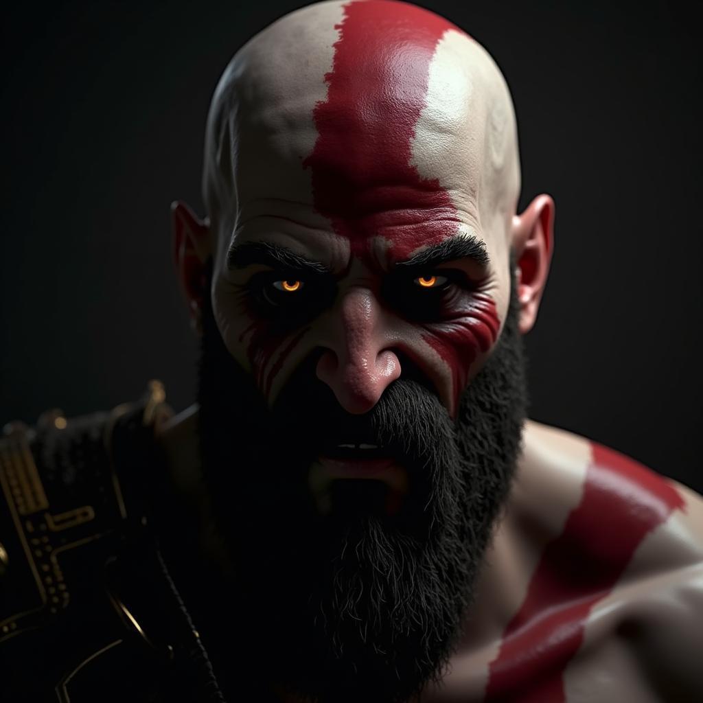 Kratos in Intense Cinematic 3D Chiaroscuro