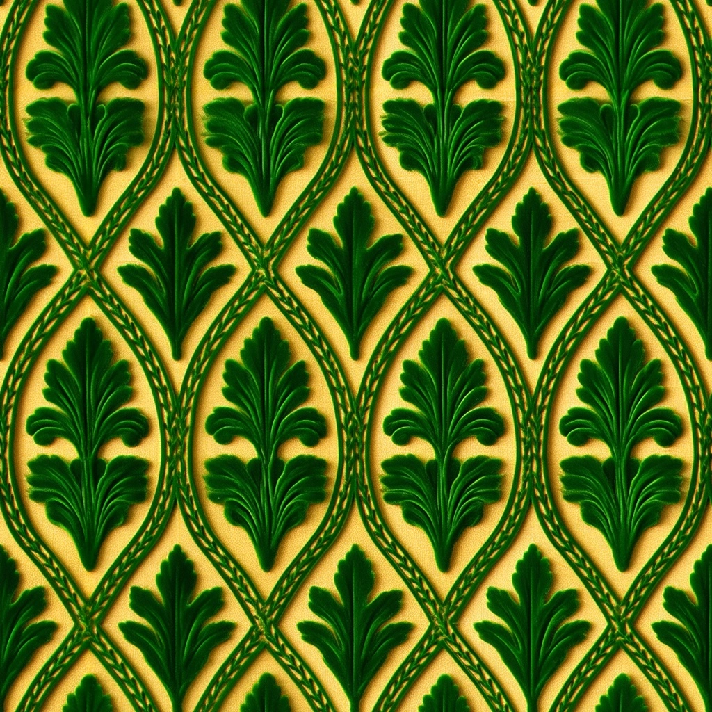 A seamless ogee repeat pattern in the style of 14th century Venetian cut velvet. Each pointed oval c