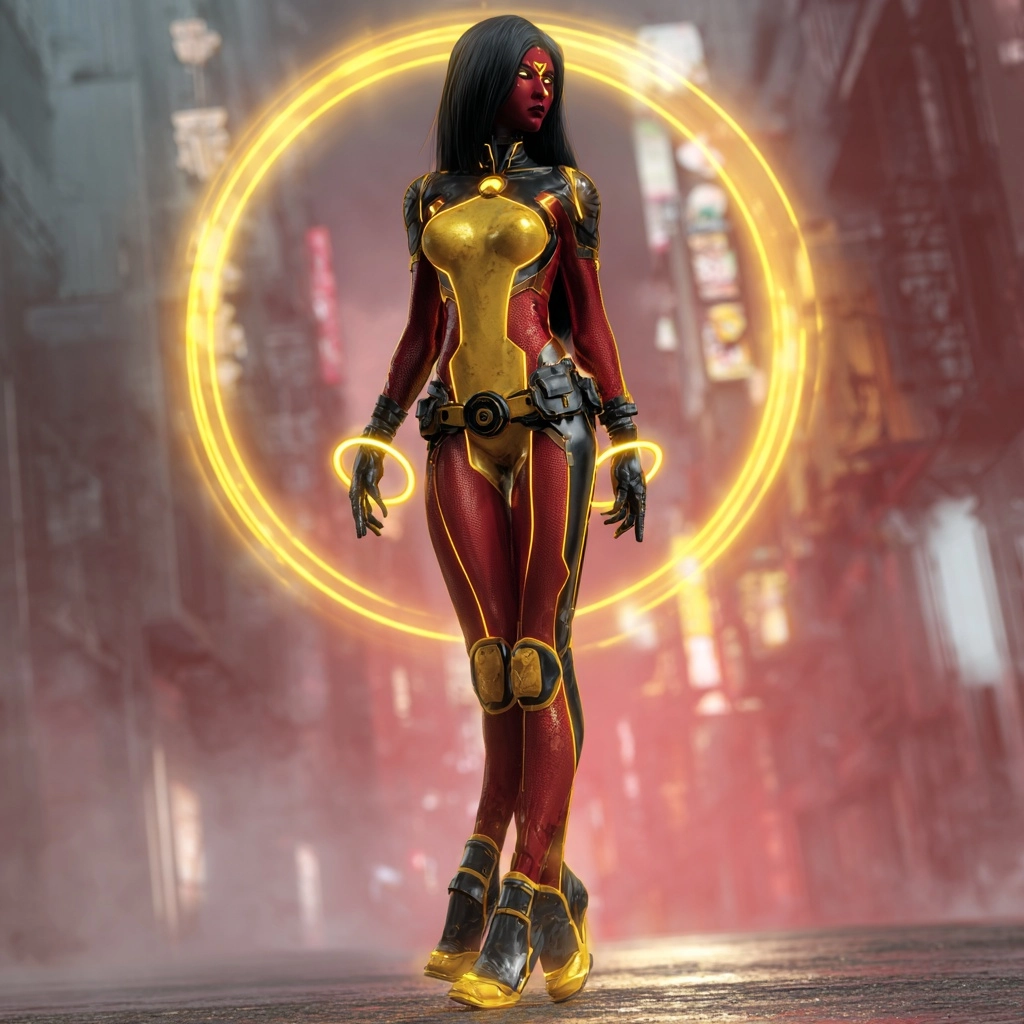 Full body, hyper-realistic image of a tall, slim but defined