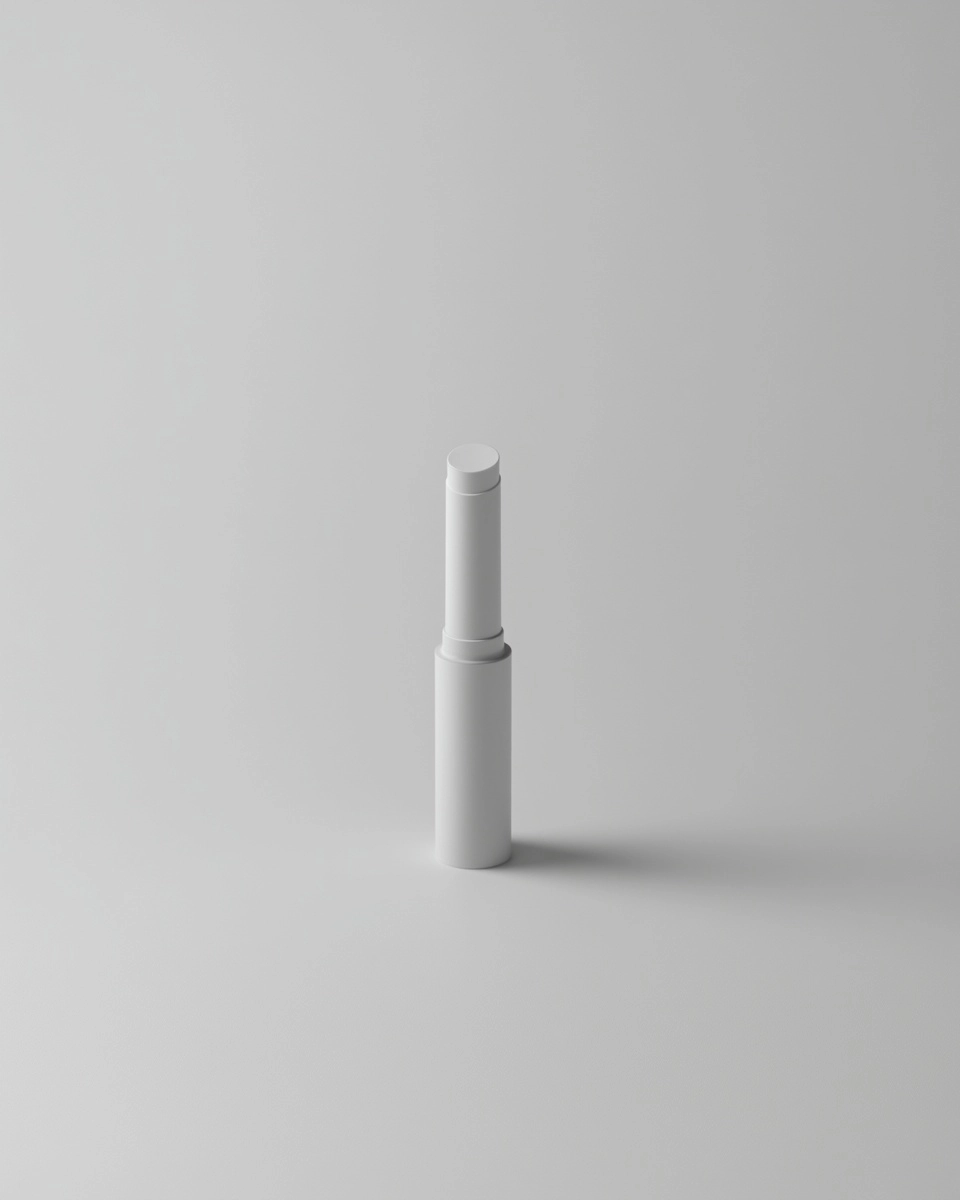 Minimal product photography of a lipstick, clean composition, product centered