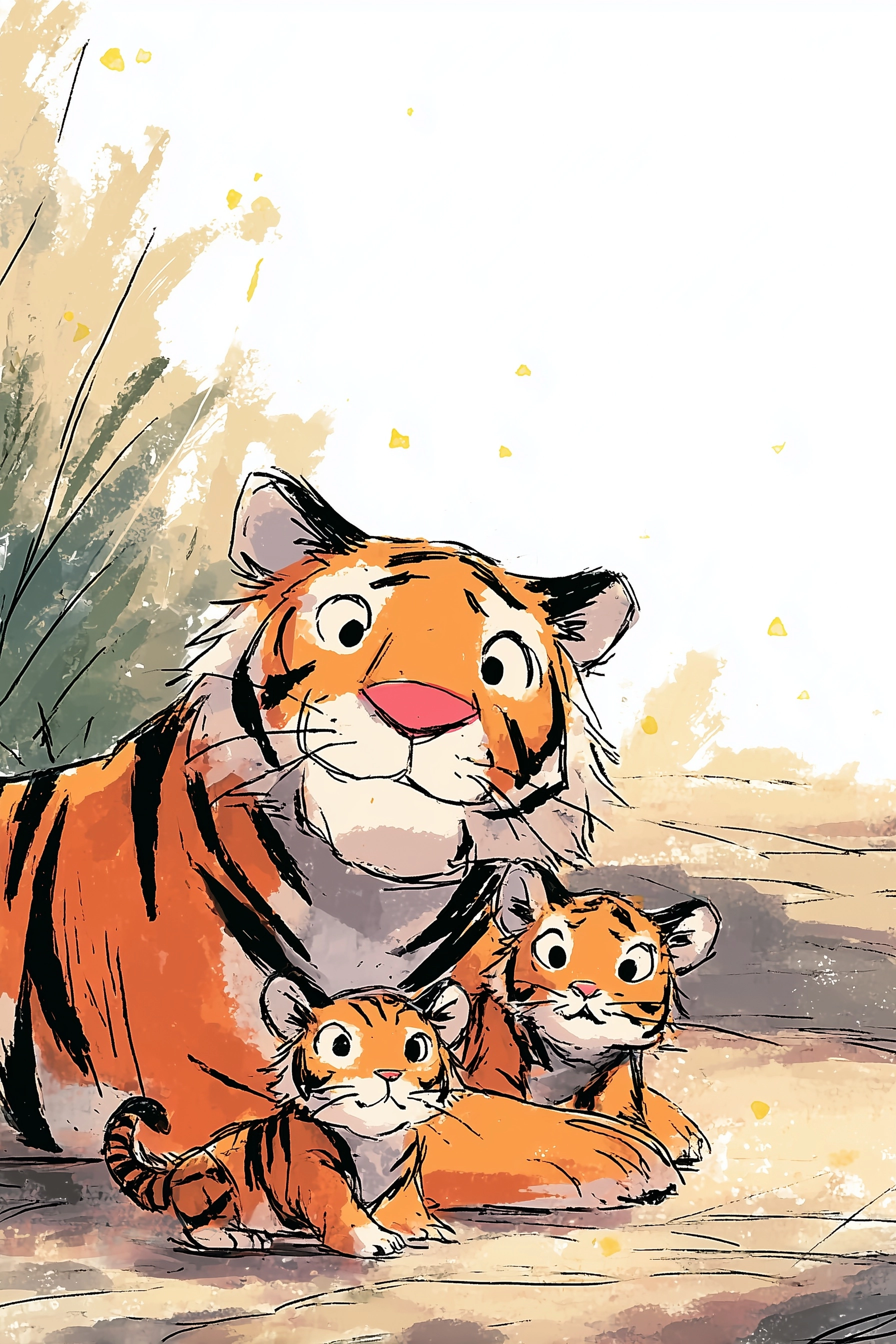 Tiger playing with cubs