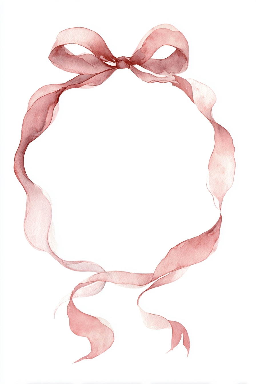 Minimalist watercolor illustration of an elegant decorative frame with soft