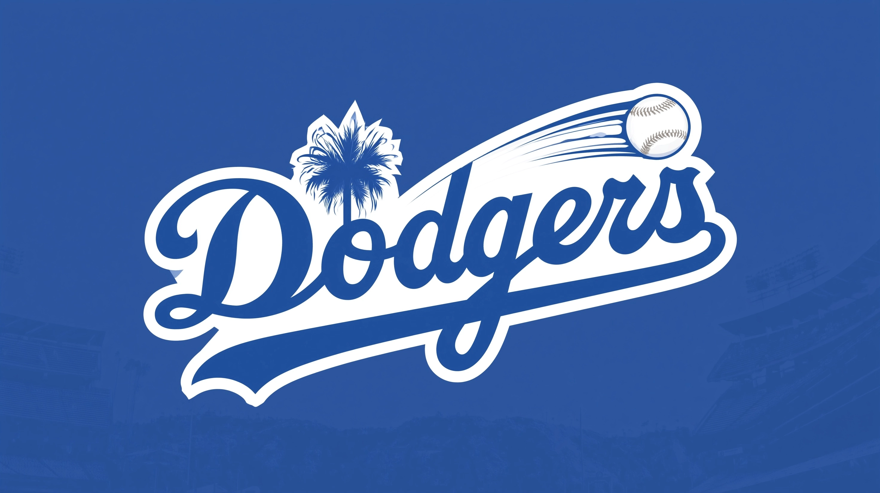 Dodgers logo design the letter "L" with a palm tree top and the letter "A" as lines of a baseball fl