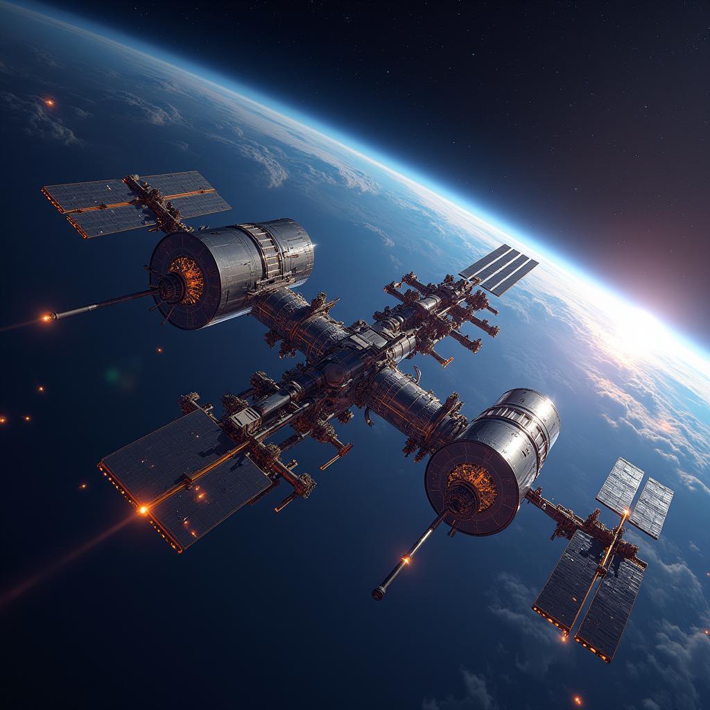 International Space Station in Detailed Digital Art