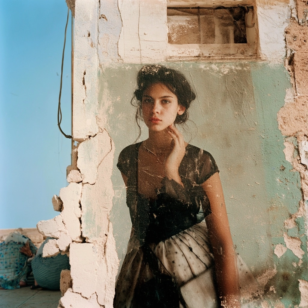 Half woman half phon, extremely detailed Martin Parr street photography, street art style