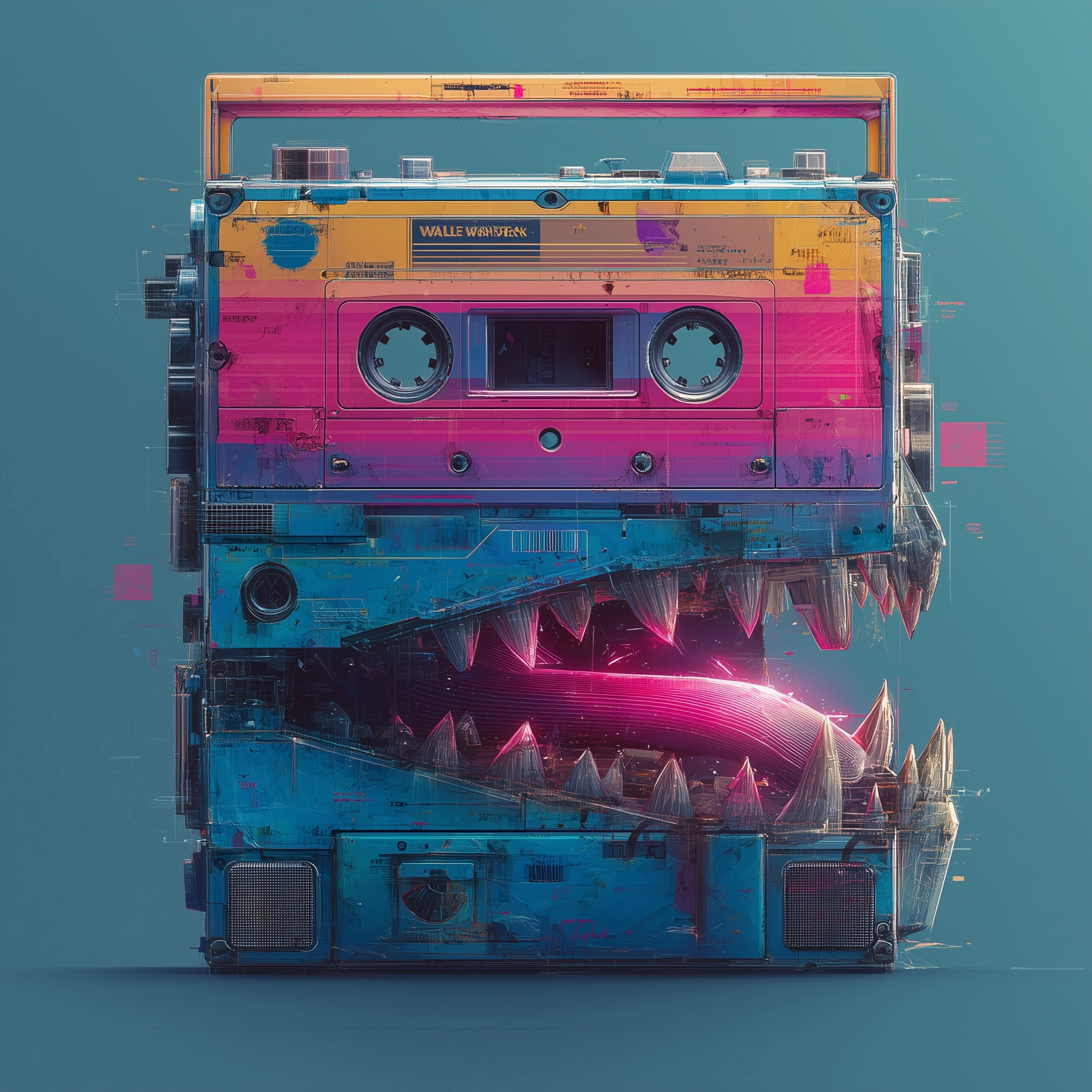 Retro 1980s Walkman designed like a cyberpunk gadget
