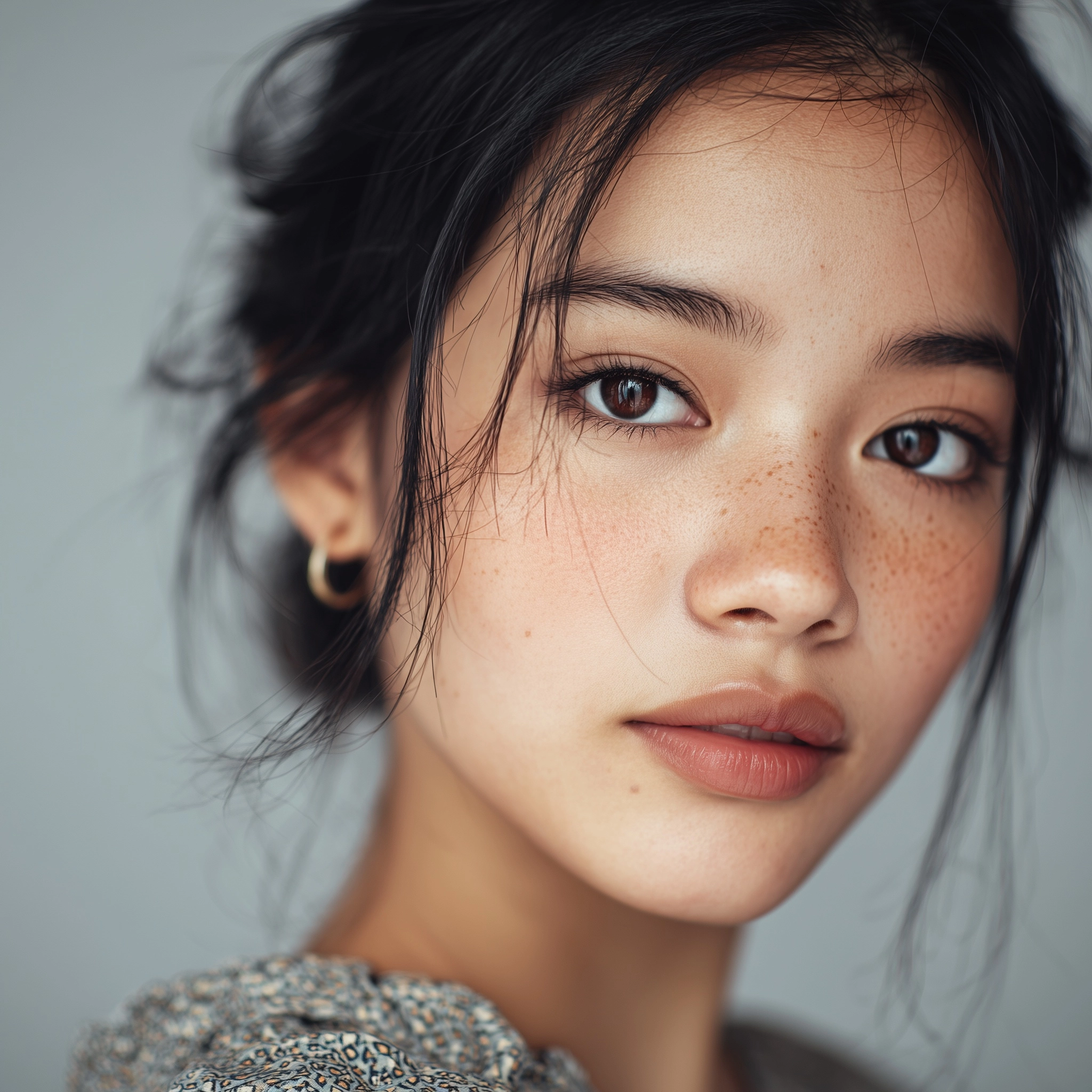 Surreal portrait of a 17-year-old Asian girl, very exquisite, stunning and friendly face