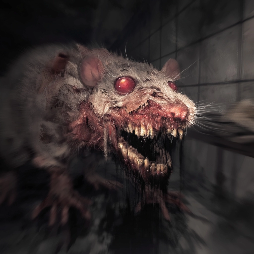 [Subject 2 - The Abomination]: A giant, grotesque, mutated rat. [Body horror design]: it features pa