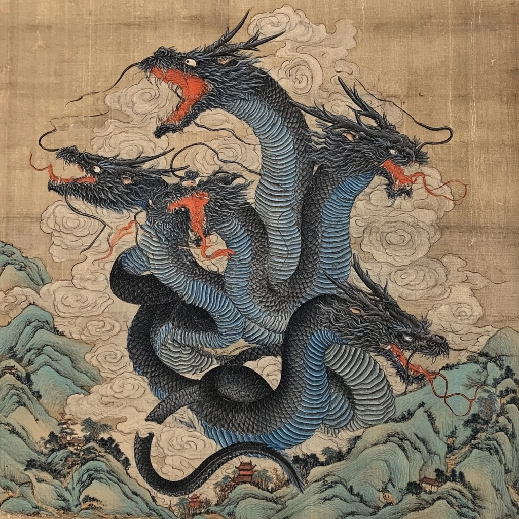 The nine-headed serpent in Chinese mythology
