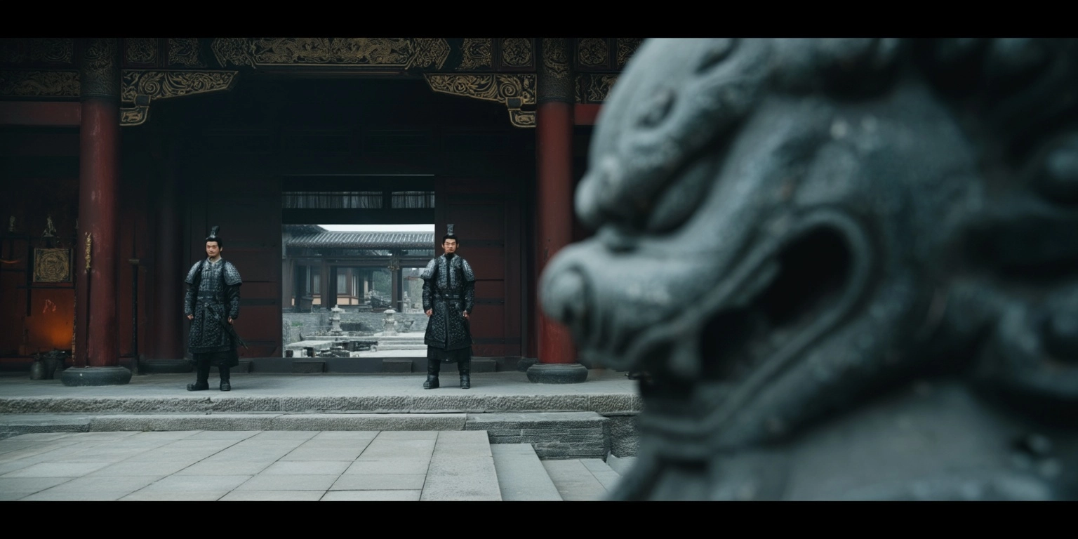 Realistic film texture, the entrance of the Prince's Mansion in Qin and Han style