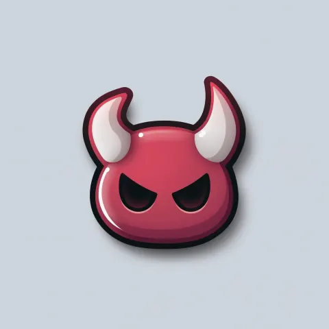Devil symbol icon, vector art, smooth gradient shading, thick dark outline
