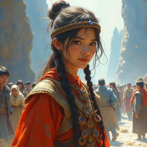 Circassian Elegance in Painterly Fantasy Attire