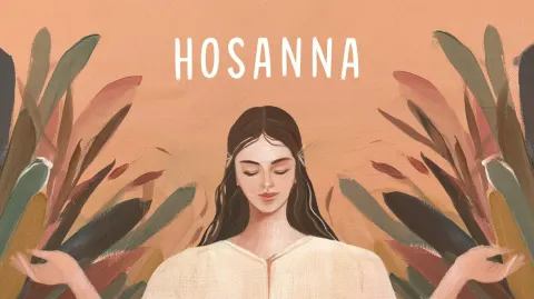 Soft Folk Acrylic text: "HOSANNA" Style & Brushstrokes: Rounded