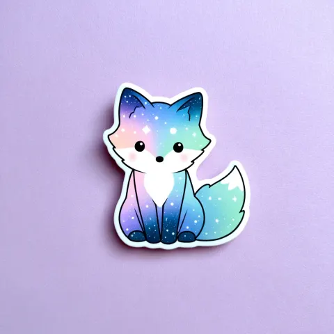 A sticker of a cute and colorful pastel-colored blue, purple