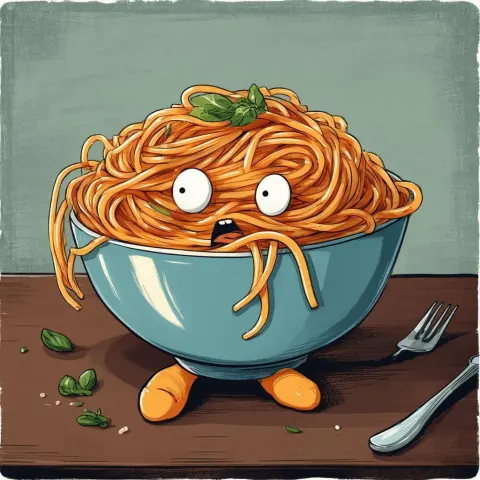 Surprised Spaghetti Bowl Springing to Life
