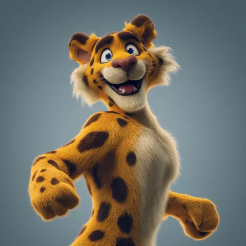 Cartoon guepard mascot, bright yellow, bold and vibrant colors, YouTube channel logo