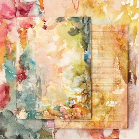 Double-sided vintage watercolor paper background, letter size ratio 22:17