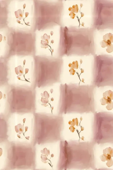 Marbled checkered base in soft ivory and dusty rose