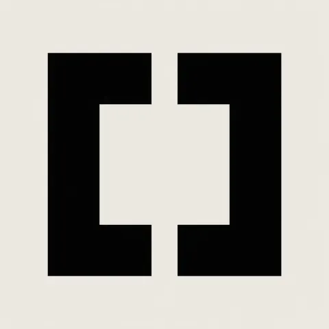 Minimal geometric symbol, pixelated shield composed of four modular blocks