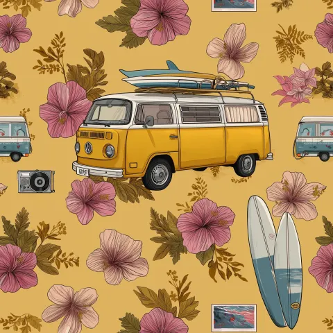 Seamless repeating pattern, very warm and cozy feeling, polaroid aesthetic