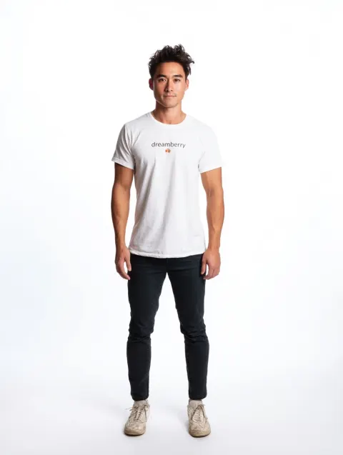 Full body portrait, young East Asian male in his mid-20s, lean athletic build