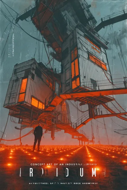 A book cover with the text " concept art of an industrial airship called iridium" showing two large