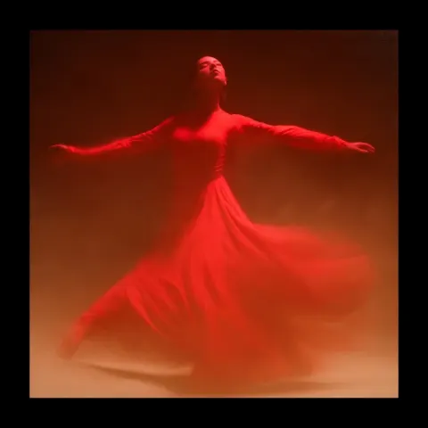 A red dancer in the style of zdzisław beksiński, full body