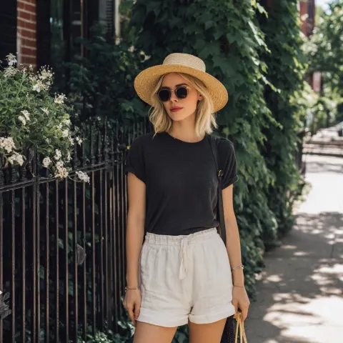 Monochrome Tee + Linen Shorts, summer chic