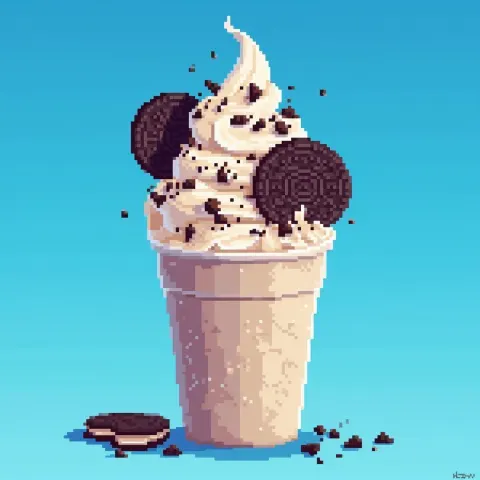 Oreo Ice Cream Poster in Retro Pixels