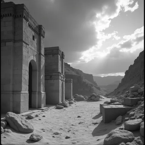 Carved Sandstone Walls of a Desert Kingdom