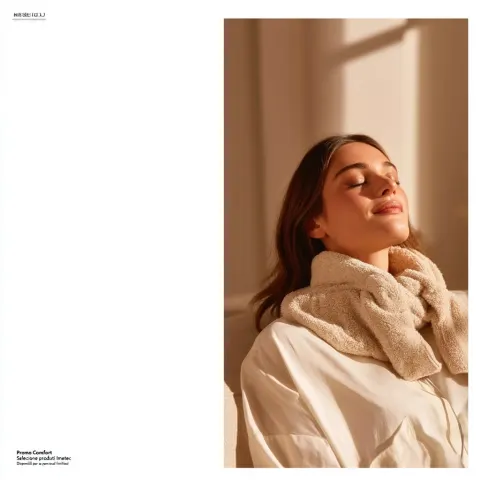 Generate a clean, minimal, high-end Meta ad image for a home wellness brand featuring an electric he