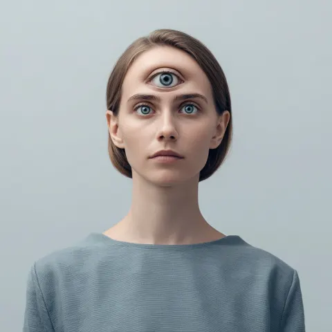 A woman who has 3 eyes