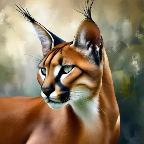 Elegant Caracal Portrait in Painterly Strokes