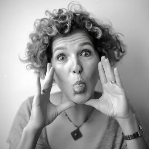 She is so ordinary, I can fall for her, artistic medium format photography. she is making funny face