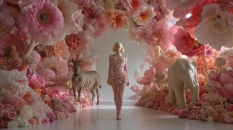 Tim Walker style photograph, pastel fantasy palette