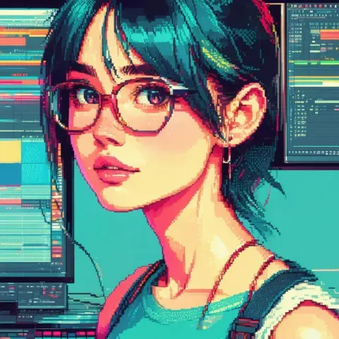 Retro Pixel Portrait of a Video Editor